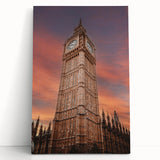 Black and white image of Big Ben on a large stretched canvas, suited for kitchen wall art.