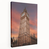 Large art of the Big Ben with muted gray tones on a stretched canvas, ideal for kitchen wall art.