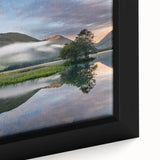 Extra large framed canvas featuring a textured depiction of a Cumbrian landscape in black with colorful art accents.