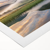 Art deco poster of Cumbria, England, in muted green and brown tones on rolled canvas, suitable for dining room decor.