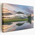 Scenic Cumbria landscape on large stretched canvas featuring green fields and distant mountains.