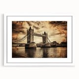 Textured art of abstract London skyline in muted gray and blue tones, framed with a white mat, suitable for bedroom decor.