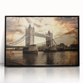 Large abstract wall art depicting a stylized London skyline in black and gray tones, acrylic print framed in black.