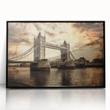Large abstract wall art depicting a stylized London skyline in black and gray tones, acrylic print framed in black.