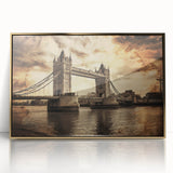 Art Deco poster of London skyline in gold and black tones on acrylic, ideal for modern art wall decor.