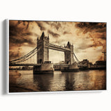 Vintage poster art featuring a colorful London scene on a large framed canvas, ideal for living room decor.