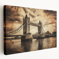 Large canvas print of the London skyline in muted gray and blue tones, ideal for kitchen wall art.