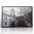 Large abstract wall art depicting the Oxford skyline in muted gray tones, framed in black acrylic.