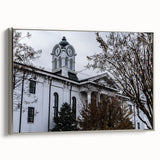 Framed canvas depicting a vintage-style Oxford landscape with vibrant colors on a black background, ideal for office decor.