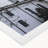 Art deco poster of Oxford scenery in muted earth tones on a rolled canvas, suitable for dining room wall art.