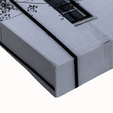 Large art featuring a black and white landscape painting of Oxford, on stretched canvas, ideal for bedroom wall decor.