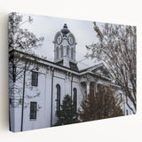 Oxford cityscape in muted watercolor tones on a large stretched canvas, suitable for kitchen wall art.