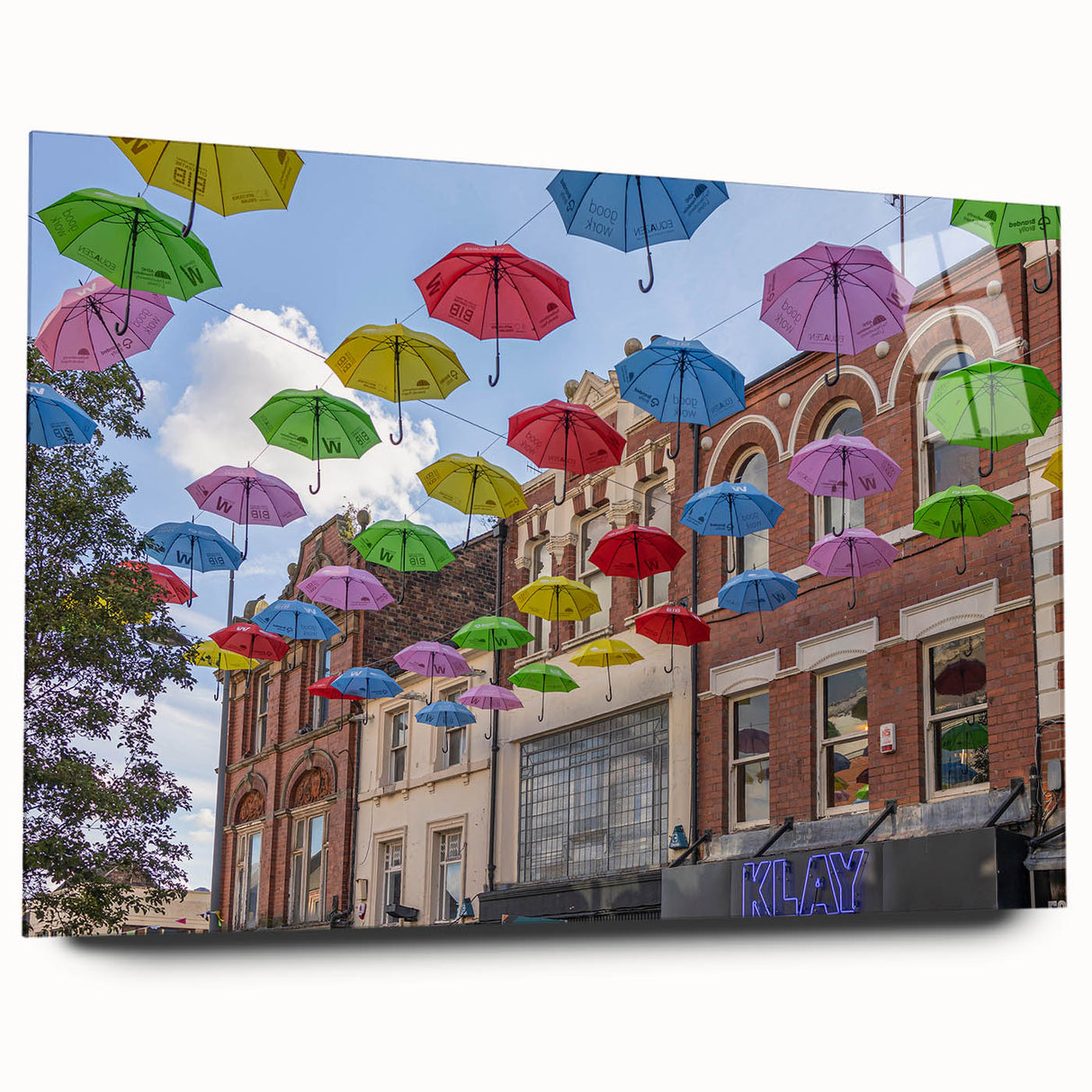 Acrylic print of Piccadilly, England scenery in muted earth tones, suitable as large bedroom or dining room art.