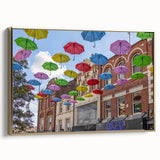 Framed canvas of a vintage-style Piccadilly, England landscape in black and gold tones, ideal for bedroom wall art.