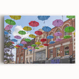 Black and white stretched canvas of Piccadilly, England scene, ideal for kitchen wall art or bedroom ambiance.