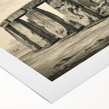 Art deco poster of Stonehenge in muted earth tones on rolled canvas, suitable for dining room wall art.