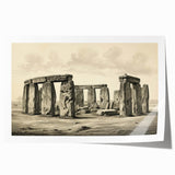 Stonehenge photograph in muted earth tones on a rolled print, suitable for dining room wall art.