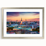 Extra large abstract art print featuring textured scenery of Estonia in muted earth tones, framed in silver.