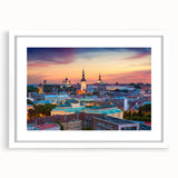 Textured art print of an abstract Estonian landscape in muted earth tones on a white framed canvas.