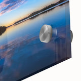 Large abstract wall art depicting a serene Finnish landscape in muted earth tones on acrylic glass.