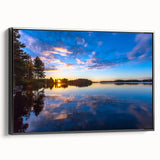 Black and white landscape art painting of a Finnish scenery on framed canvas, ideal for bedroom wall decor.