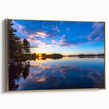 Framed canvas landscape painting of a serene Finnish scenery in muted earth tones, ideal for bedroom wall decor.