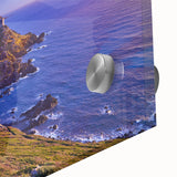 Large abstract wall art of a Corsican landscape in muted earth tones on acrylic glass, suitable for dining room ambiance.