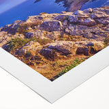 Art deco poster featuring a serene Corsican landscape in soft pastel colors, ideal for dining room wall art.