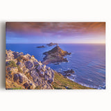 Black and white stretched canvas of Corsican coastal scenery, ideal for kitchen wall art or bedroom ambiance.