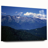 Acrylic print of the French Alps in muted earth tones, ideal for bedroom or dining room art.