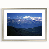 Extra large wall art featuring an abstract depiction of the French Alps in textured silver hues on a framed canvas.