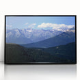 Framed acrylic print of the French Alps in muted earth tones, ideal for modern art wall decor.