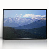 Framed acrylic print of the French Alps in muted earth tones, ideal for modern art wall decor.