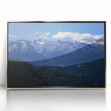 Large art print of French Alps in muted earth tones on framed acrylic, ideal for modern art wall decor.