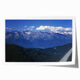Rolled print of French Alps scenery in soft pastel hues, ideal for art wall dining room.