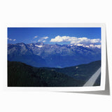 Rolled print of French Alps scenery in soft pastel hues, ideal for art wall dining room.