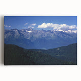 Black and white photograph of the French Alps on stretched canvas, ideal for kitchen wall art.