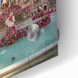 Large abstract wall art of Lyon, France, in muted colors on acrylic glass, ideal for dining room ambiance.