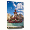 Acrylic glass print of Lyon, France, featuring a large abstract cityscape in muted tones, ideal for dining room decor.