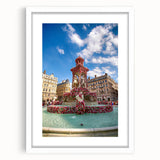 Textured art of Lyon, France in abstract style with earthy colors on a framed white mat, suitable for bedroom decor.