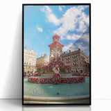 Large abstract wall art depicting a stylized Lyon cityscape in muted gray tones on a framed acrylic.