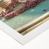 Art deco poster of Lyon, France in muted earth tones on rolled canvas, suitable for dining room wall art.