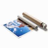 Extra large rolled print of Lyon scenery with vibrant floral elements, ideal for classy bathroom wall art.