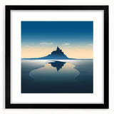 Colorful abstract art print of a European scenery in vibrant hues on a black-framed, matted canvas.