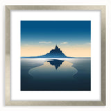 Extra large abstract art print of a textured European scenery in muted earth tones, framed in silver.