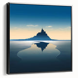 Black and white vintage poster art of a French landscape on a framed canvas, ideal for bedroom wall decor.