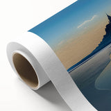 Art deco poster of a serene French landscape in soft pastel hues on rolled canvas, ideal for nursery wall art.