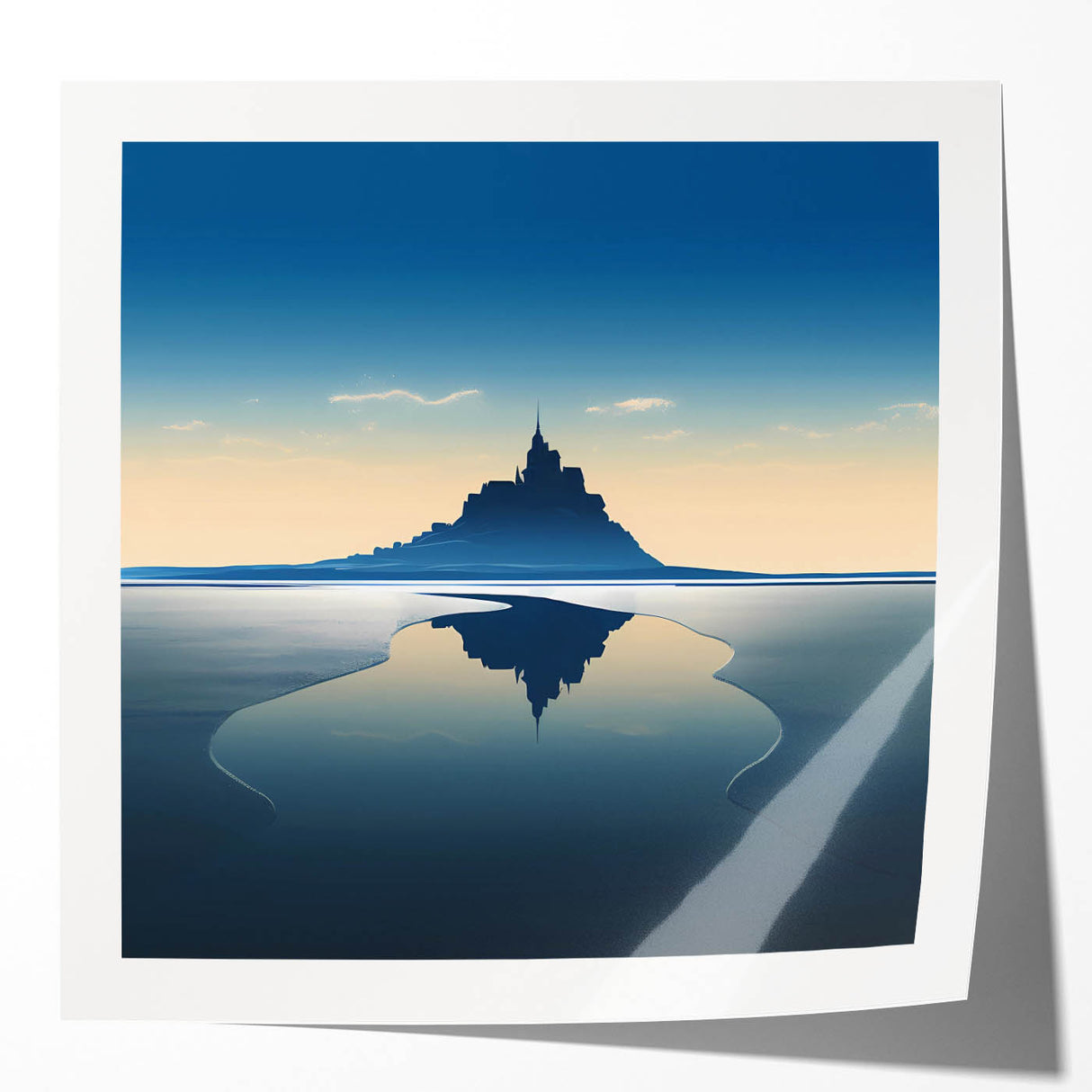 Extra large rolled print of a serene French landscape in pastel hues, suitable for dining room or bathroom wall art.