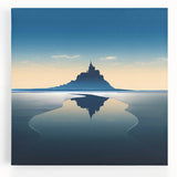 Black and white stretched canvas featuring a scenic view of a French village, ideal for kitchen wall art.