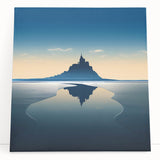 Black and white large art print of a scenic European town on stretched canvas, ideal for kitchen wall art.